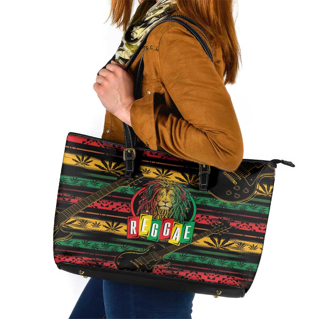 International Reggae Day Leather Tote Bag Rastafarian Lion Legend of Reggae LT01