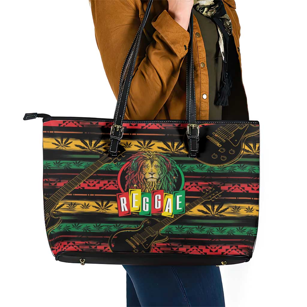 International Reggae Day Leather Tote Bag Rastafarian Lion Legend of Reggae LT01