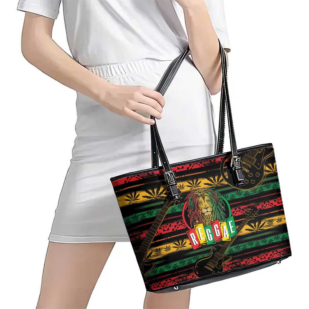 International Reggae Day Leather Tote Bag Rastafarian Lion Legend of Reggae LT01