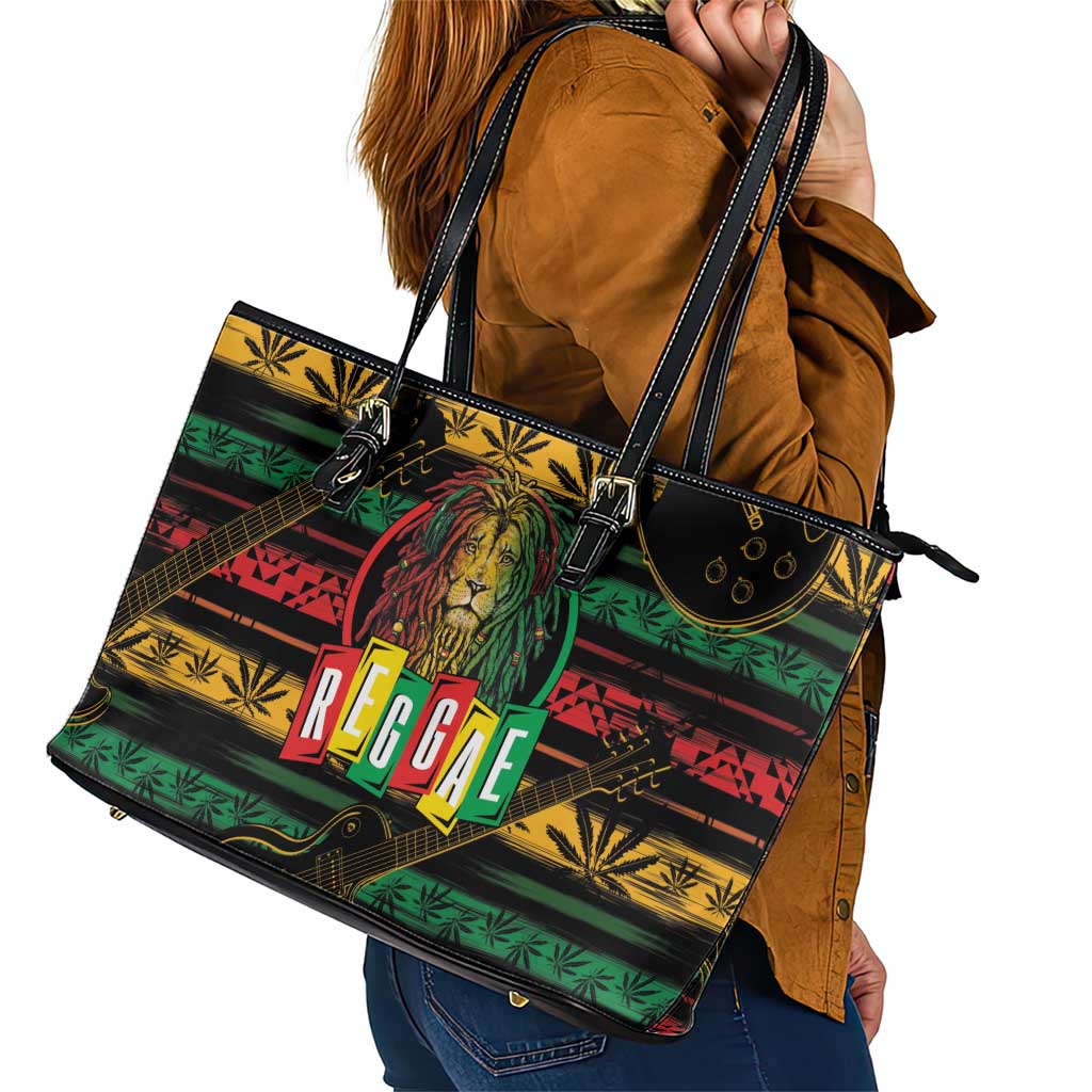 International Reggae Day Leather Tote Bag Rastafarian Lion Legend of Reggae LT01