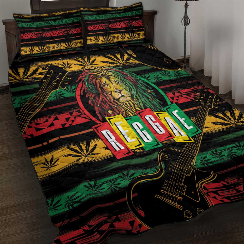 International Reggae Day Quilt Bed Set Rastafarian Lion Legend of Reggae LT01