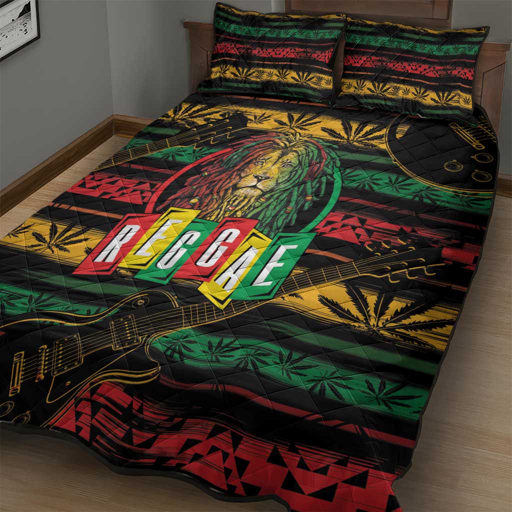 International Reggae Day Quilt Bed Set Rastafarian Lion Legend of Reggae LT01
