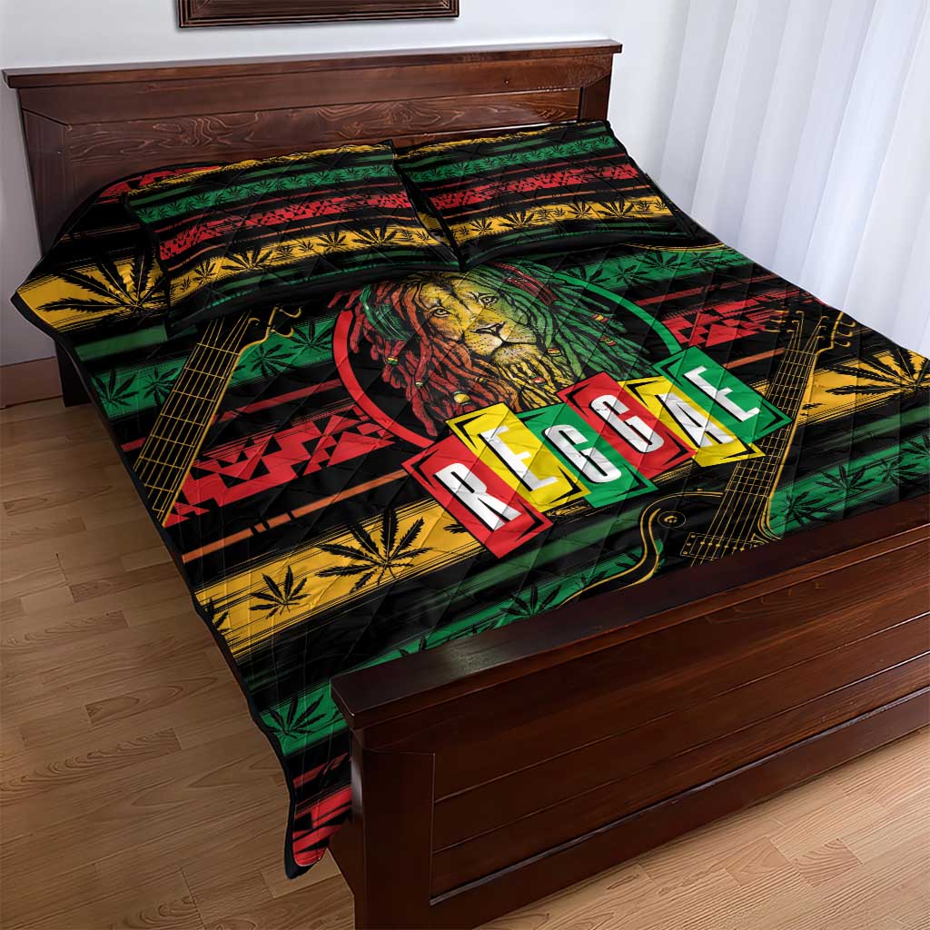 International Reggae Day Quilt Bed Set Rastafarian Lion Legend of Reggae LT01