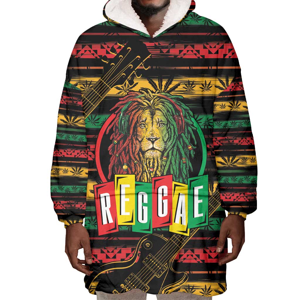 International Reggae Day Wearable Blanket Hoodie Rastafarian Lion Legend of Reggae LT01