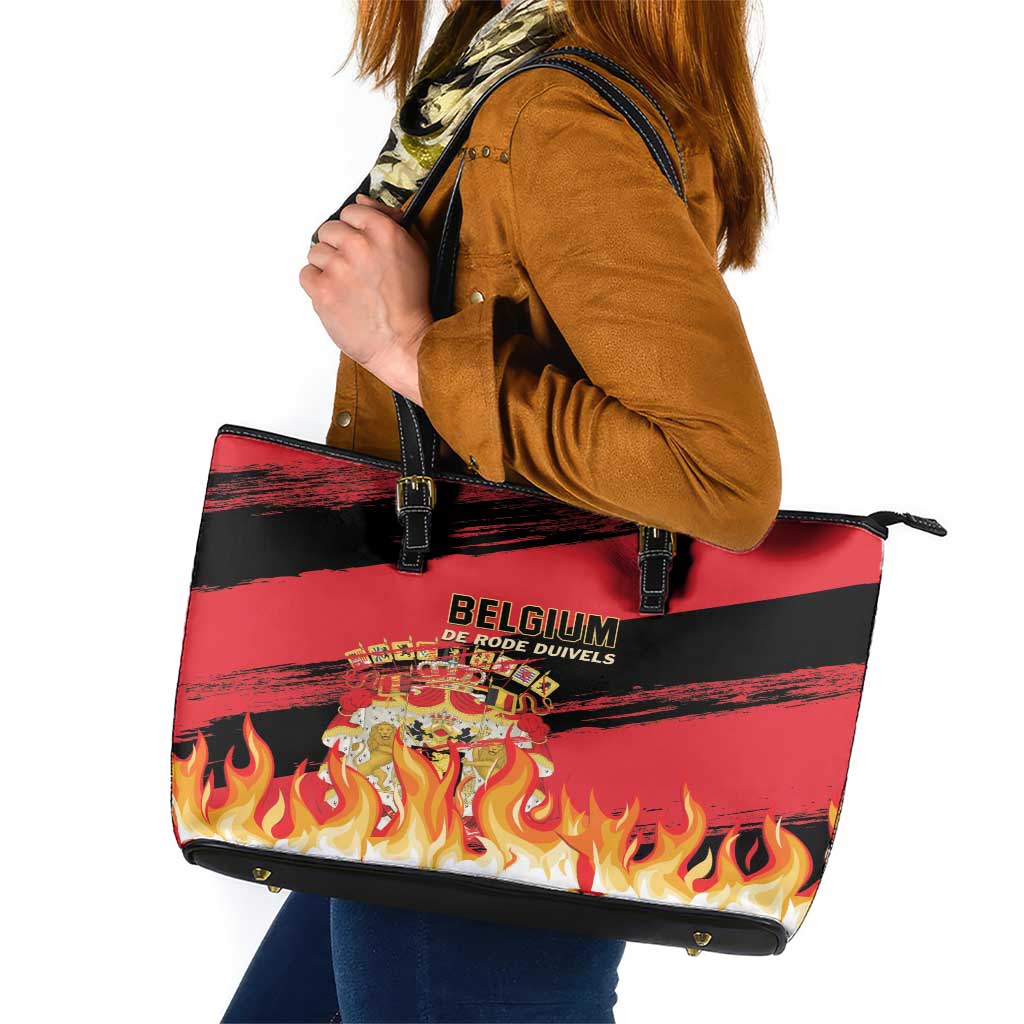 Belgium 2024 Football Leather Tote Bag Go De Rode Duivels LT01