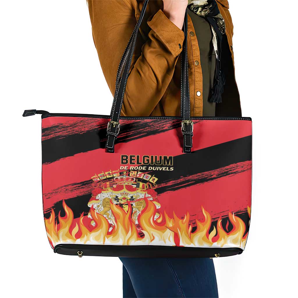 Belgium 2024 Football Leather Tote Bag Go De Rode Duivels LT01