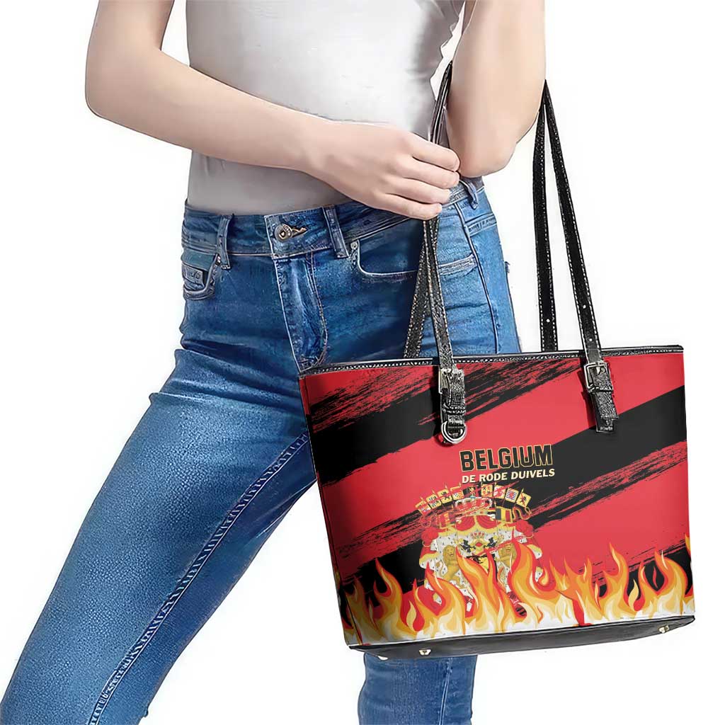 Belgium 2024 Football Leather Tote Bag Go De Rode Duivels LT01