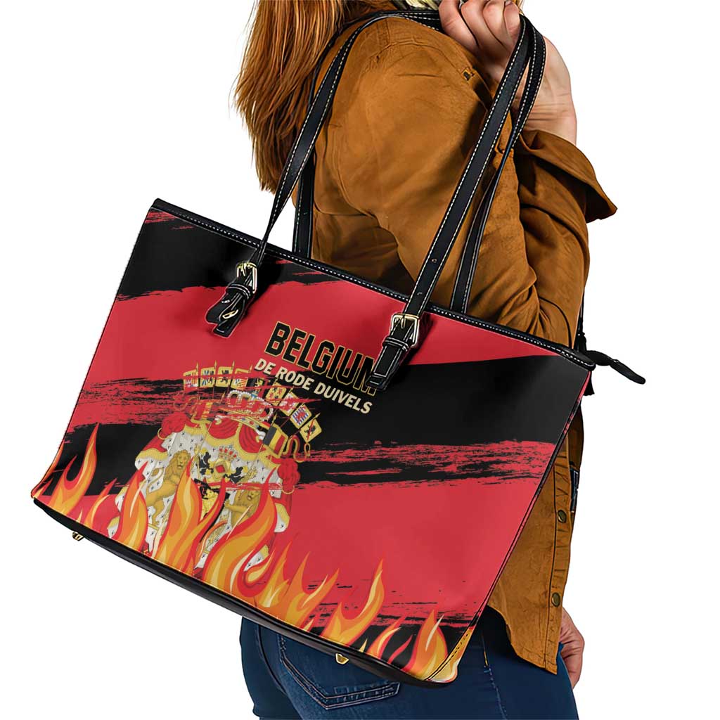 Belgium 2024 Football Leather Tote Bag Go De Rode Duivels LT01