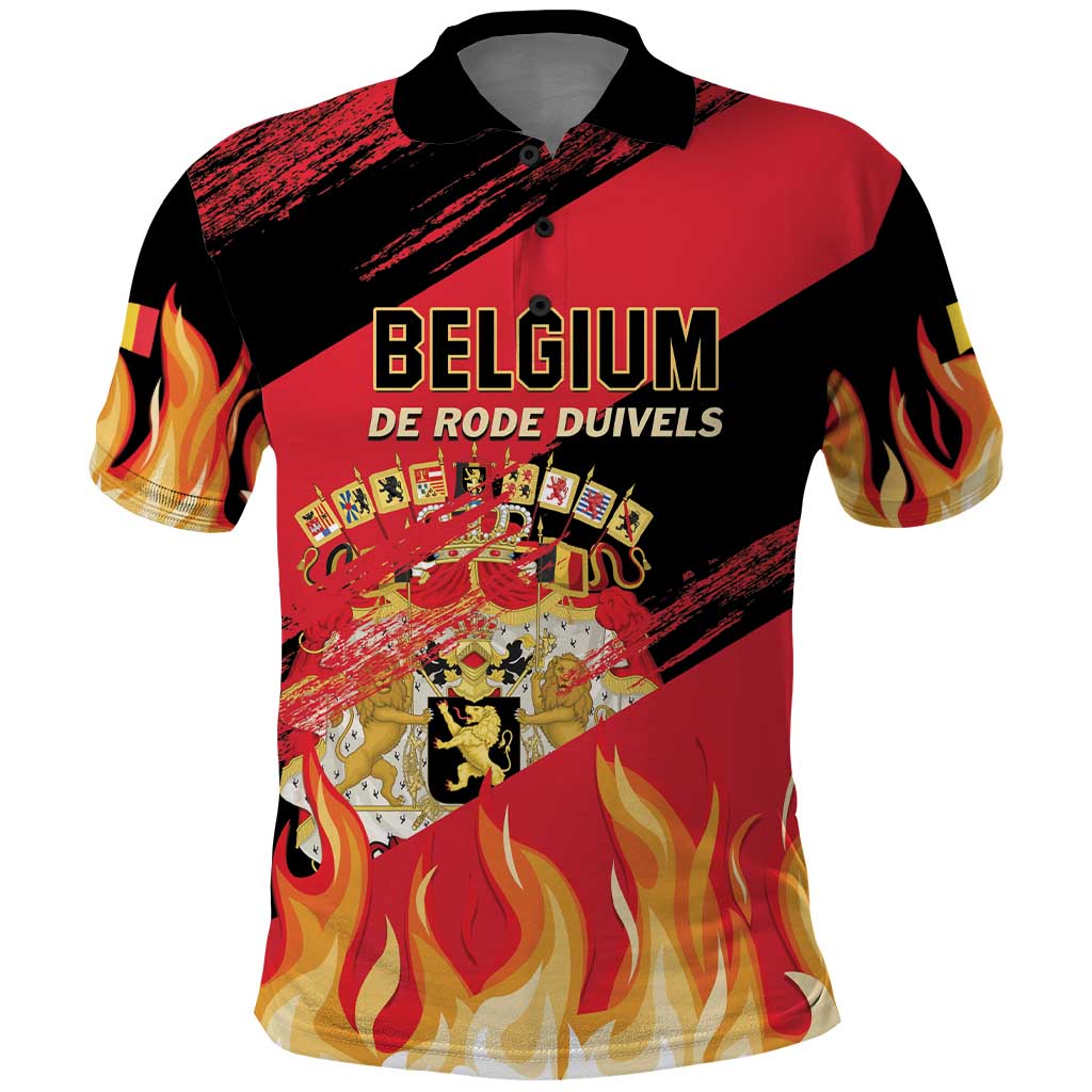 Custom Belgium 2024 Football Polo Shirt Go De Rode Duivels LT01