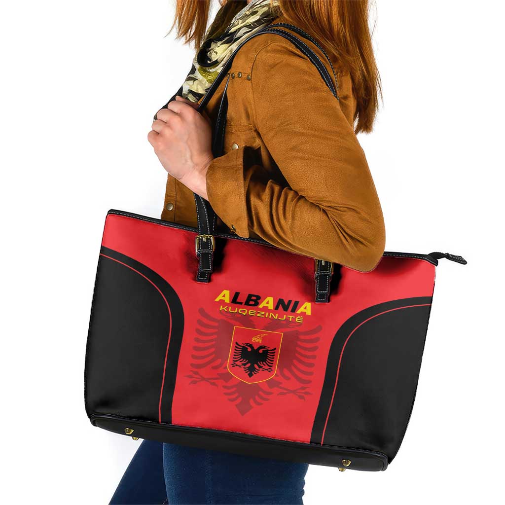 Albania 2024 Football Leather Tote Bag Come On Kuqezinjte LT01