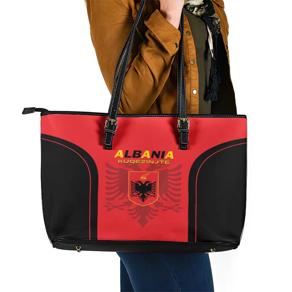 Albania 2024 Football Leather Tote Bag Come On Kuqezinjte LT01