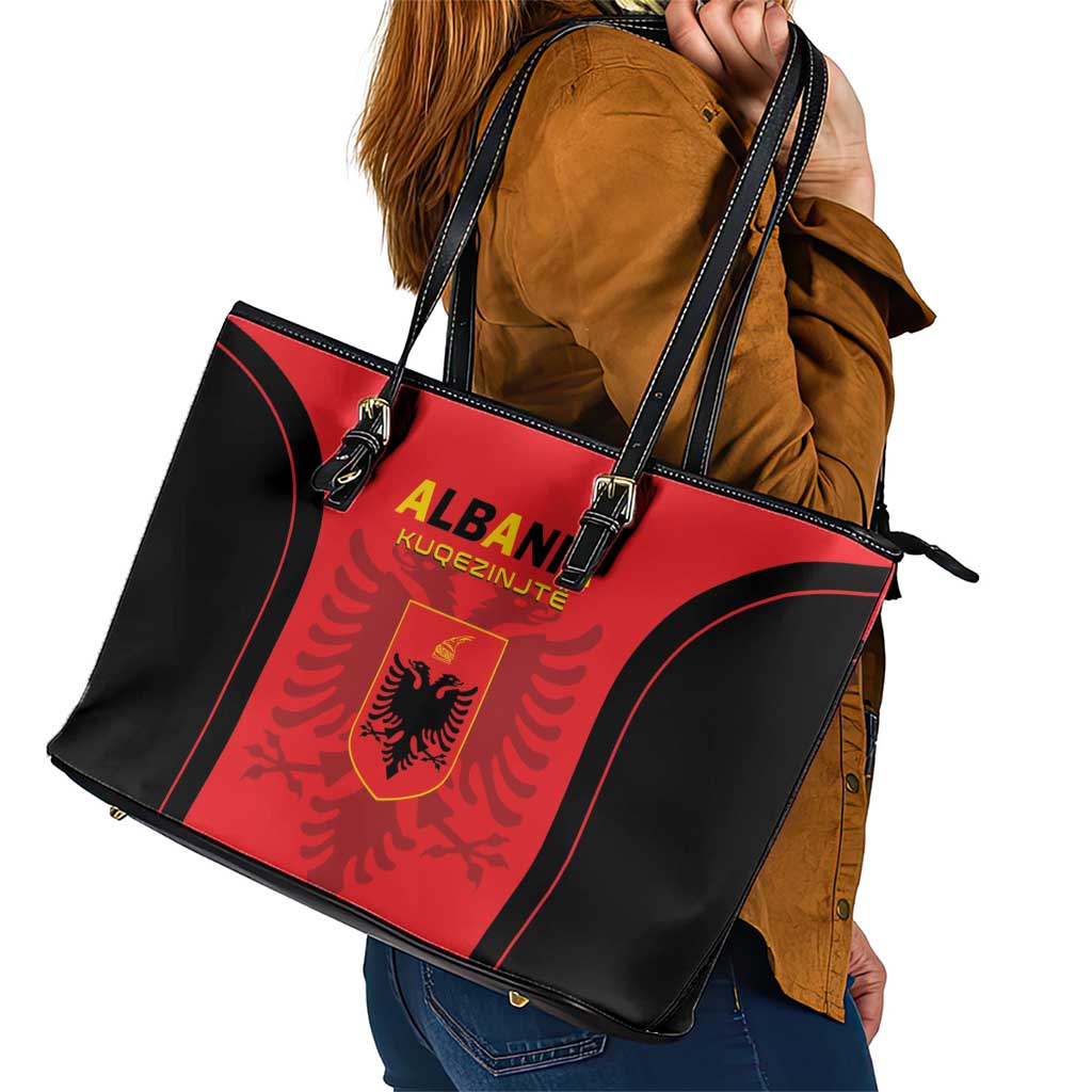 Albania 2024 Football Leather Tote Bag Come On Kuqezinjte LT01