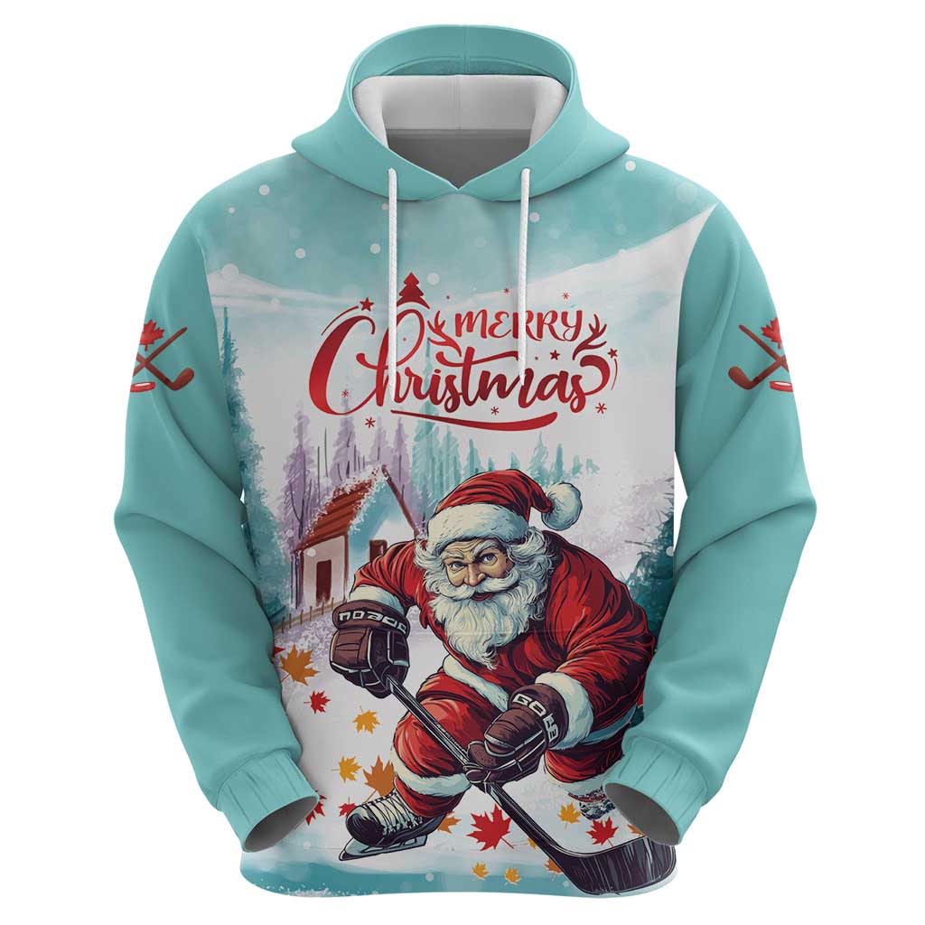 Personalized Canada Santa Playing Hockey Hoodie LT01