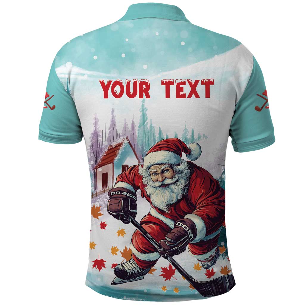 Personalized Canada Santa Playing Hockey Polo Shirt LT01