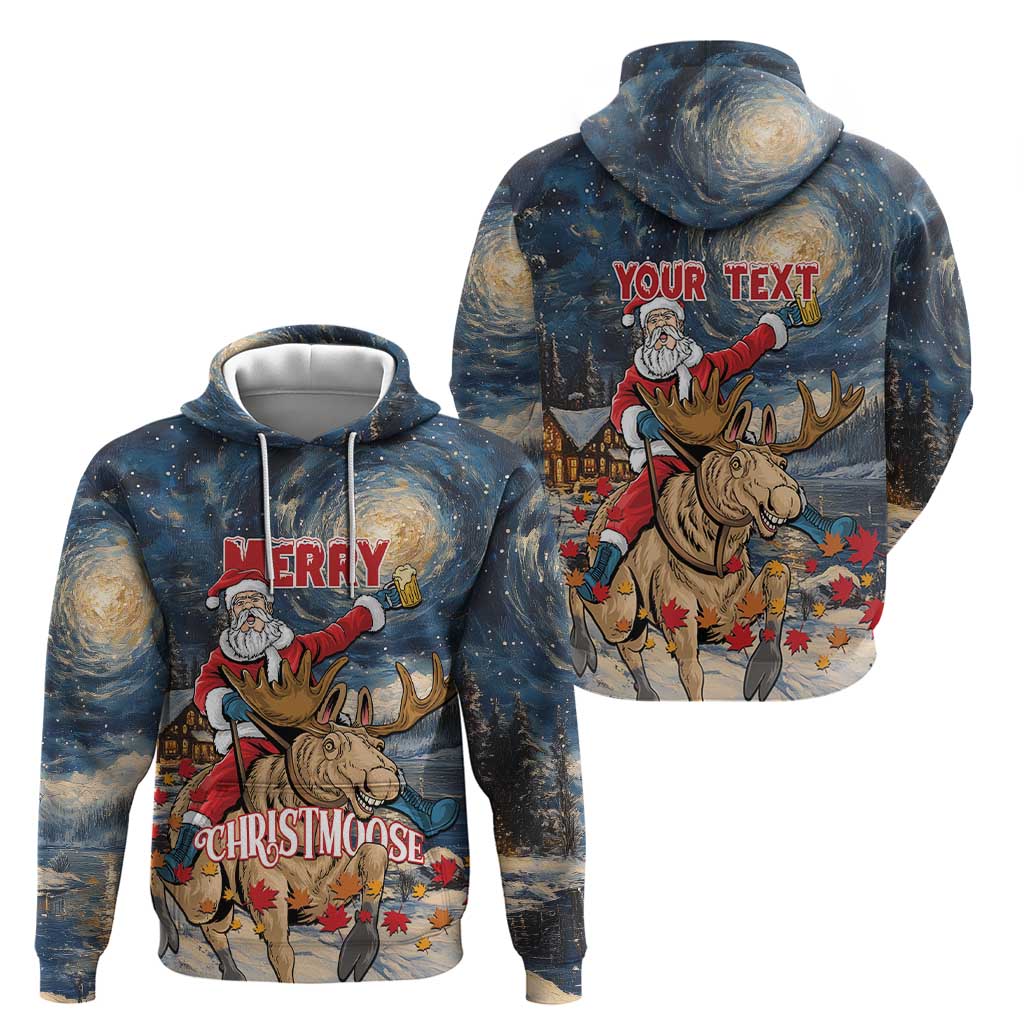 Personalized Merry Christmoose Hoodie Santa Claus Riding Moose Starry Night LT01
