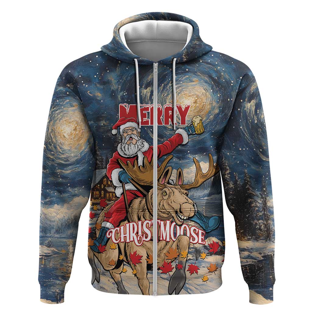 Personalized Merry Christmoose Hoodie Santa Claus Riding Moose Starry Night LT01