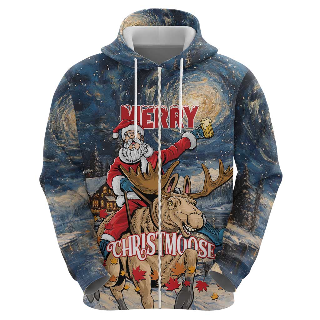 Personalized Merry Christmoose Hoodie Santa Claus Riding Moose Starry Night LT01