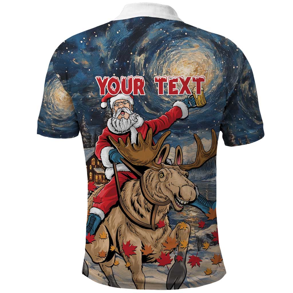 Personalized Merry Christmoose Polo Shirt Santa Claus Riding Moose Starry Night LT01