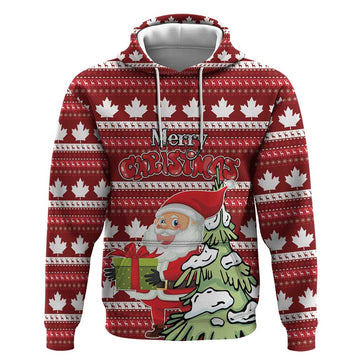 Personalized Canada Christmas Hoodie Maple Leaf Pattern LT01