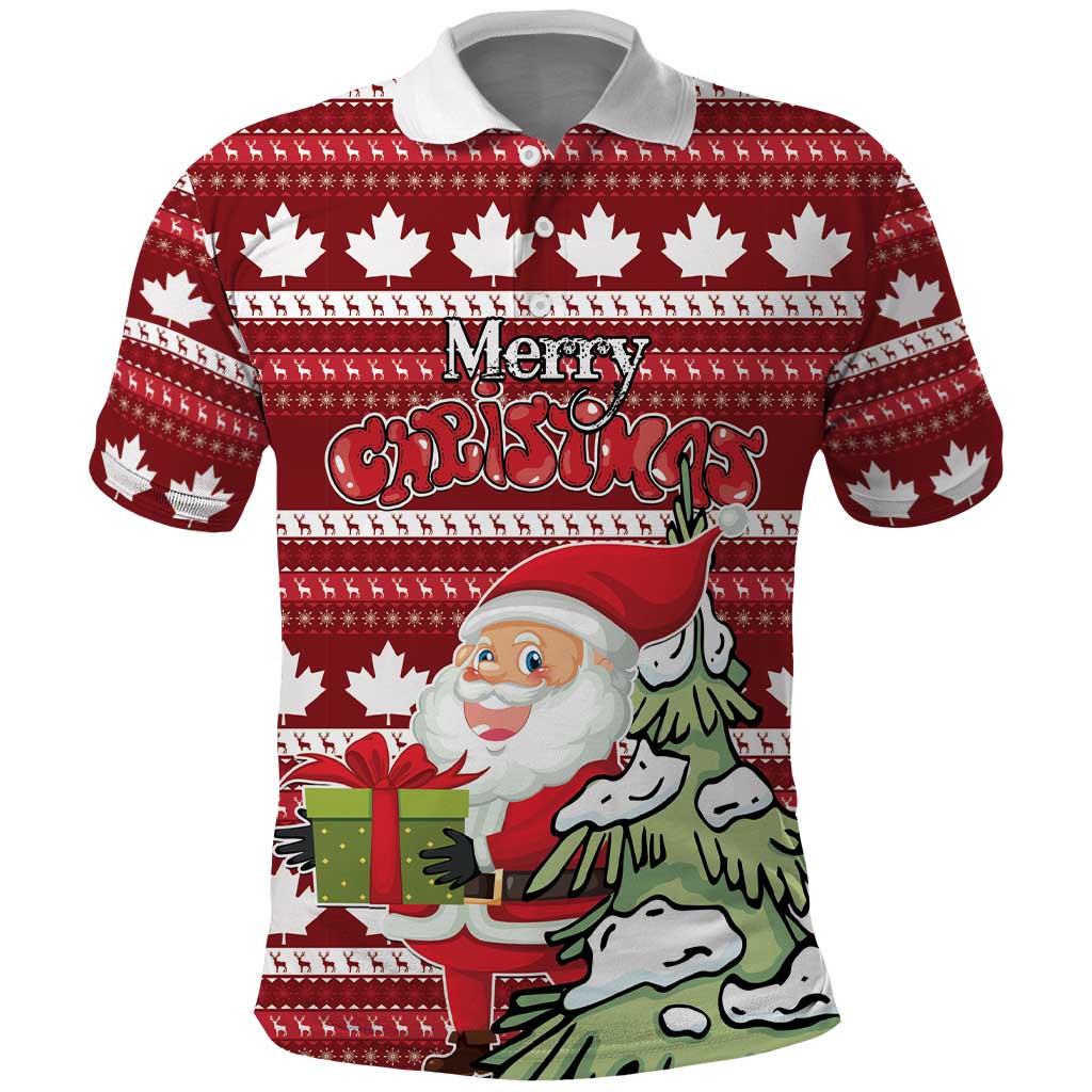 Personalized Canada Christmas Polo Shirt Maple Leaf Pattern LT01