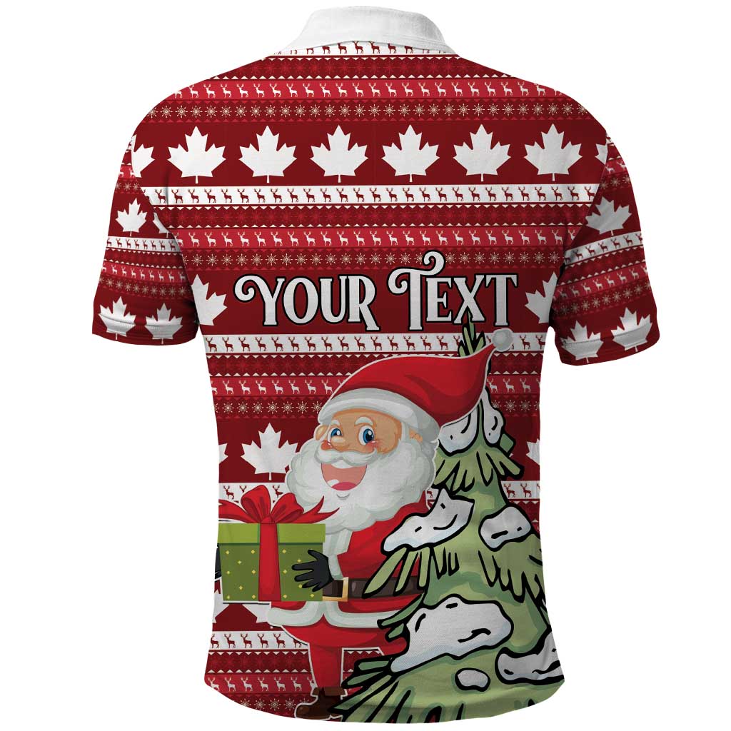 Personalized Canada Christmas Polo Shirt Maple Leaf Pattern LT01