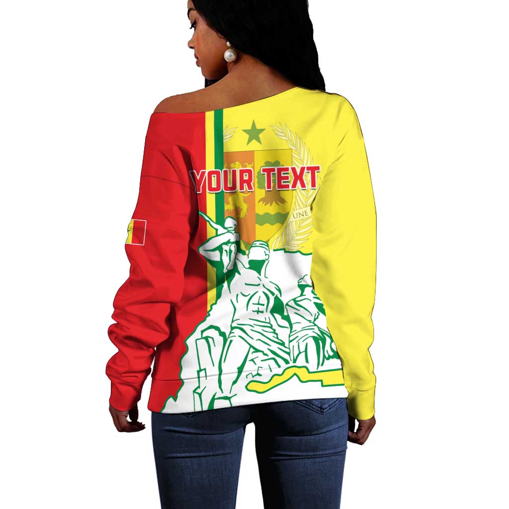 Senegal Independence Day Off Shoulder Sweater - Un Peuple, Un But, Une Foi, 64th Anniversary LT01