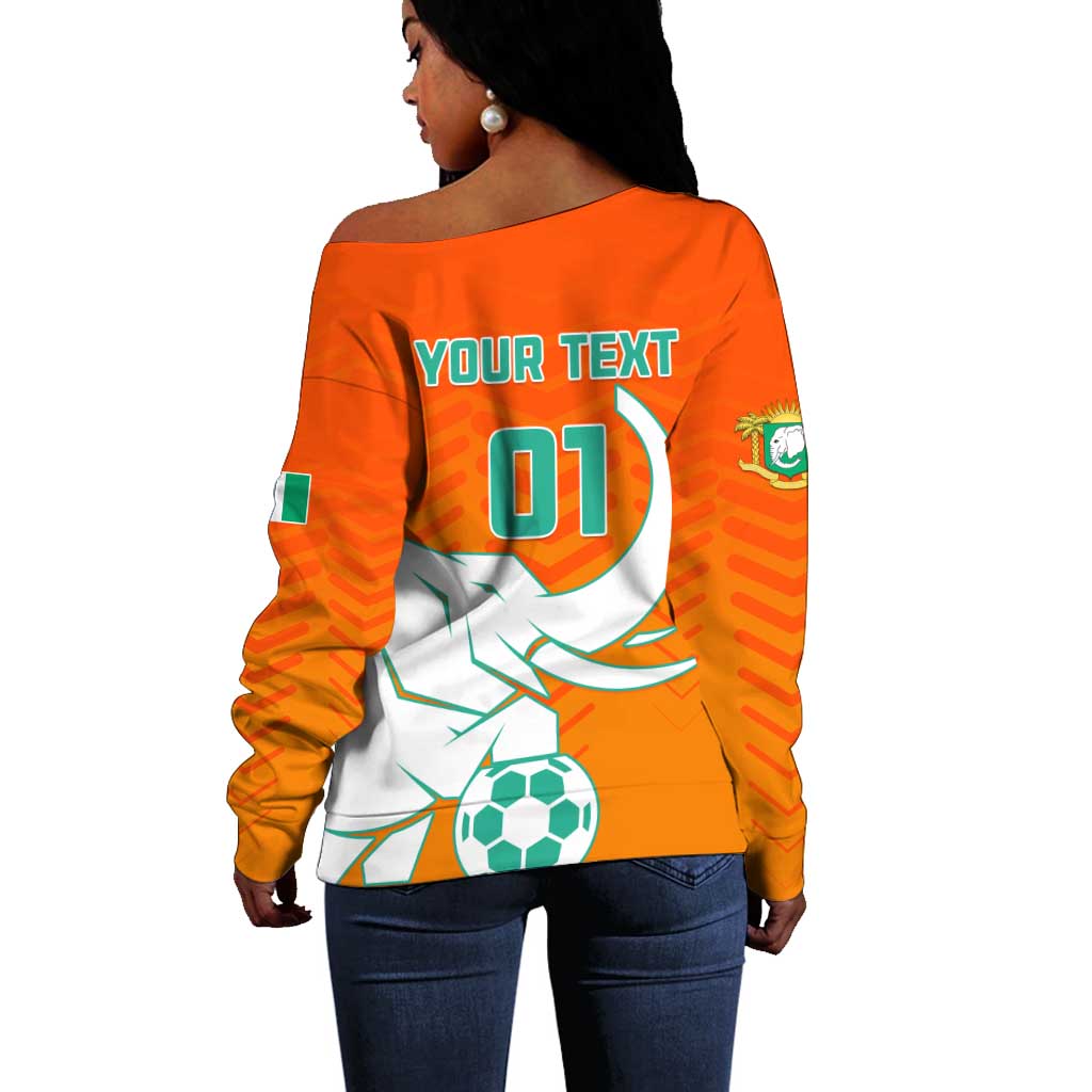 Ivory Coast Football Off Shoulder Sweater - Go Les Elephants LT01