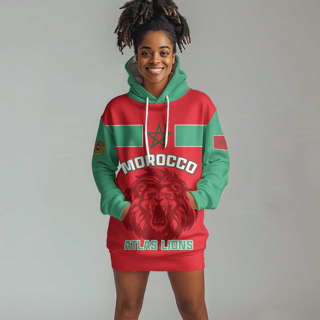 Morocco Football Hoodie Dress - Go The Atlas Lions LT01