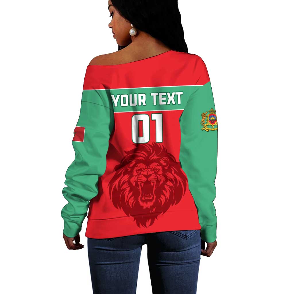 Morocco Football Off Shoulder Sweater - Go The Atlas Lions LT01