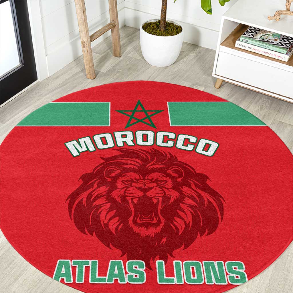 Morocco Football Round Carpet - Go The Atlas Lions LT01