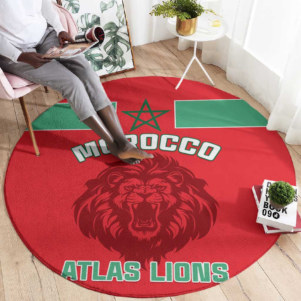 Morocco Football Round Carpet - Go The Atlas Lions LT01