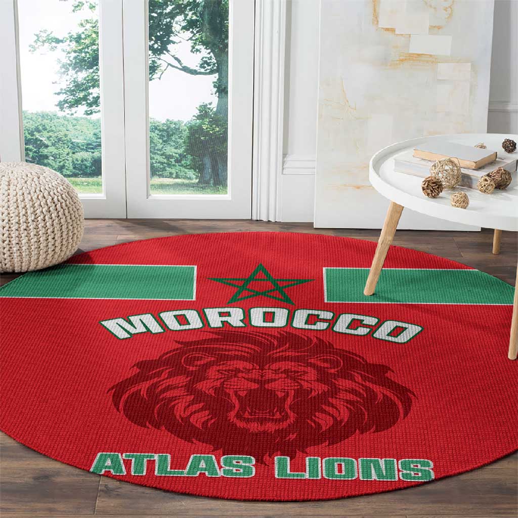 Morocco Football Round Carpet - Go The Atlas Lions LT01