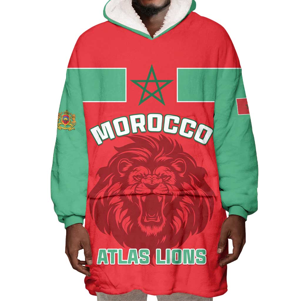 Morocco Football Wearable Blanket Hoodie - Go The Atlas Lions LT01