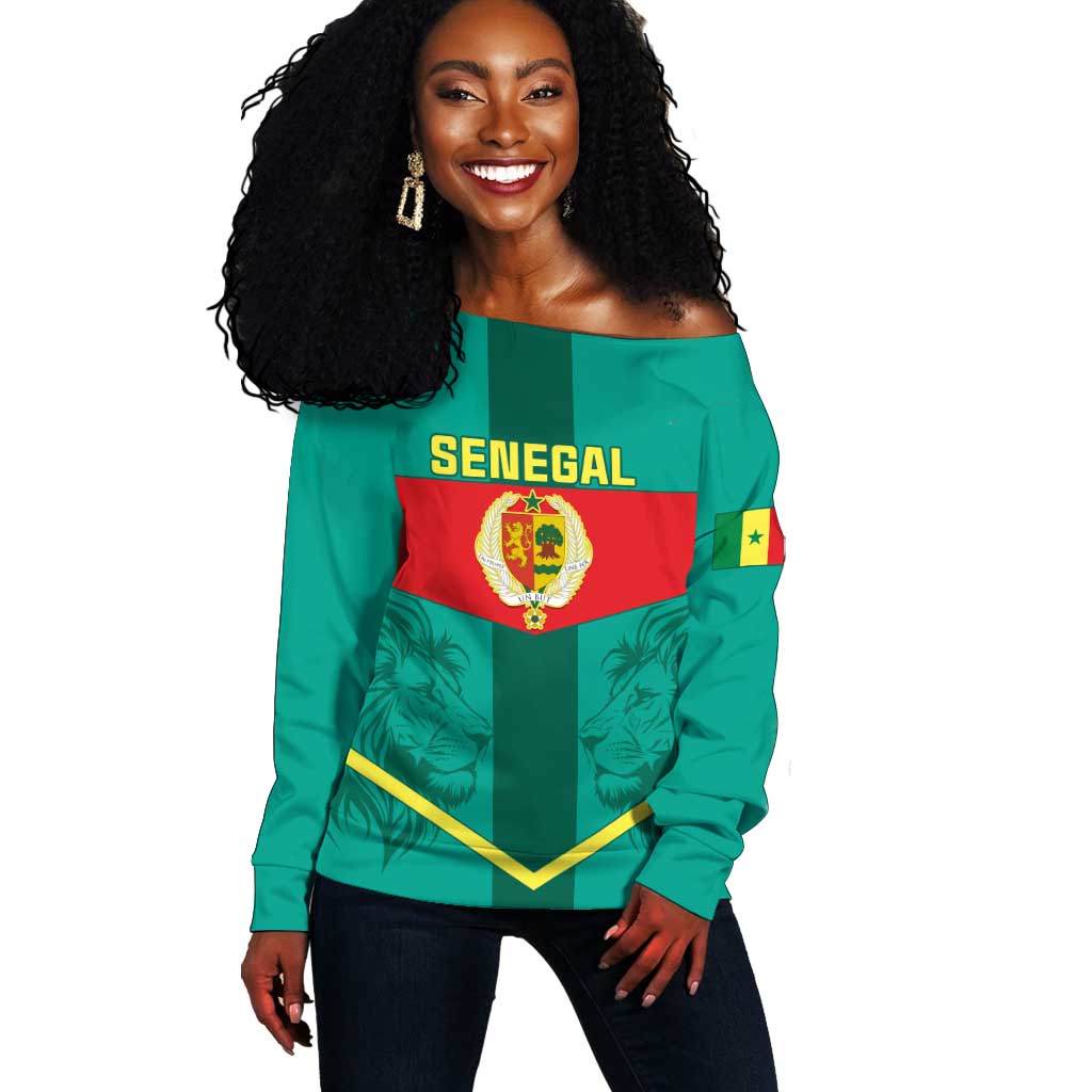 Support the Lions of Teranga - Senegal Football Off Shoulder Sweater LT01