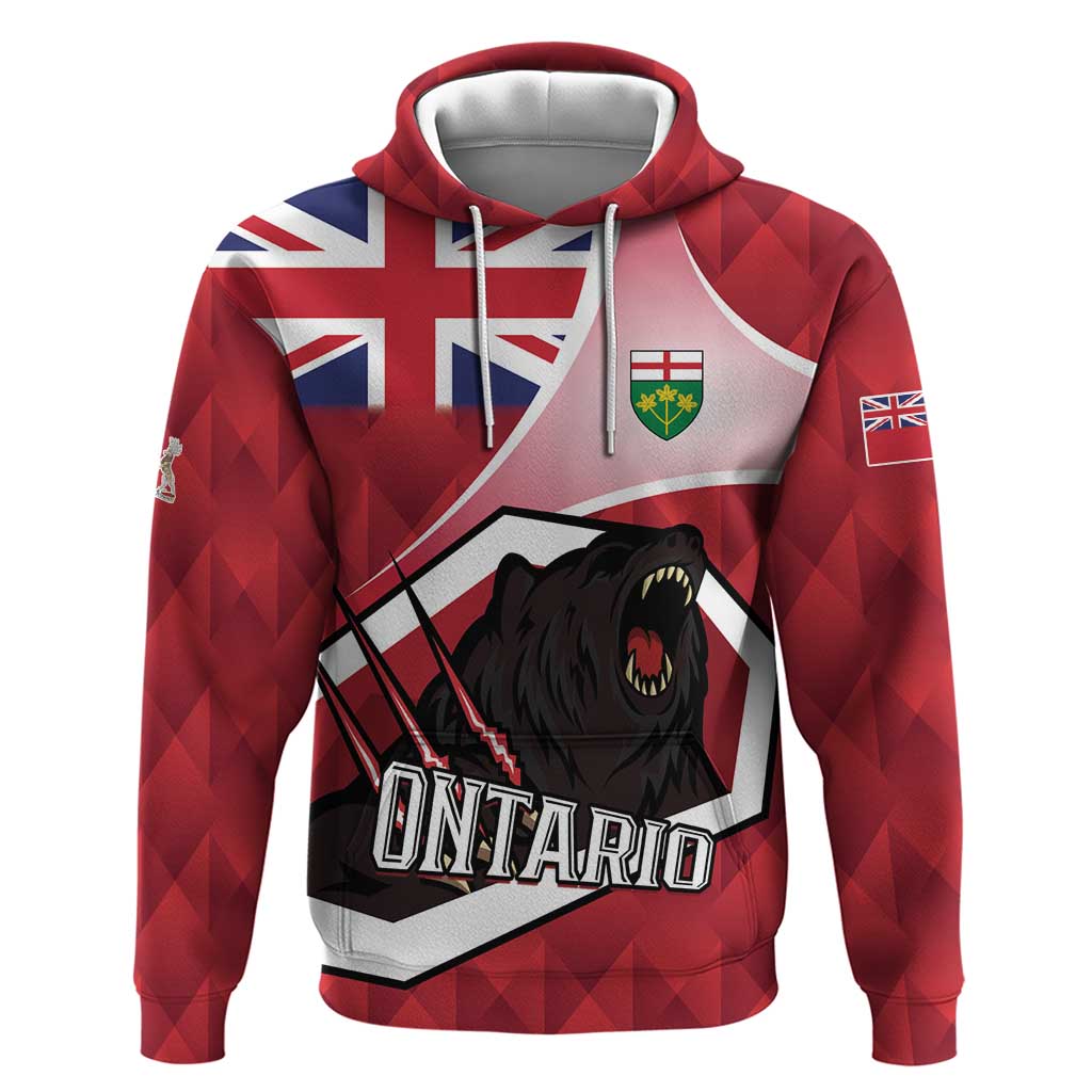 Personalized Canada Ontario Province Hoodie Black Bear Flag Stylized LT01