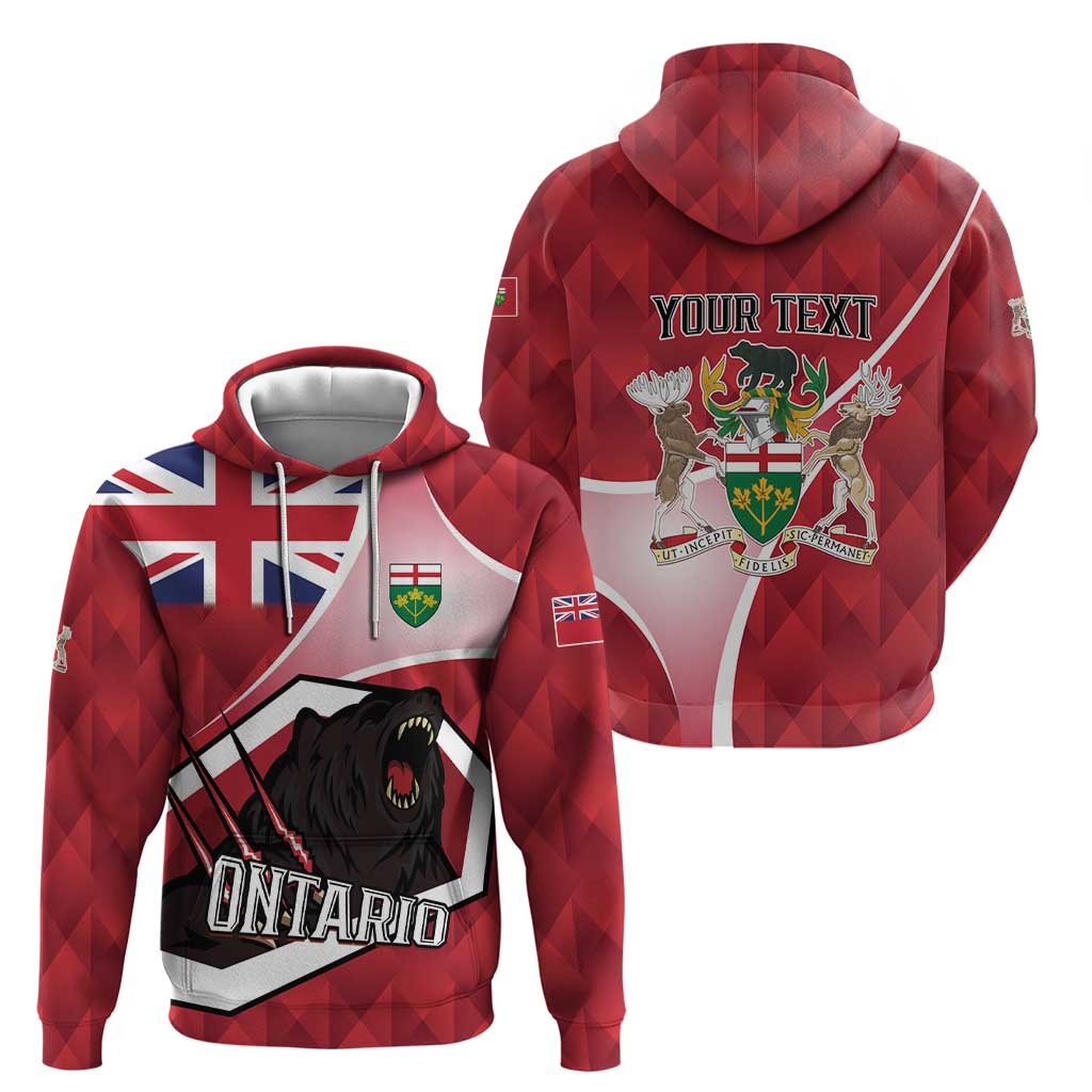 Personalized Canada Ontario Province Hoodie Black Bear Flag Stylized LT01