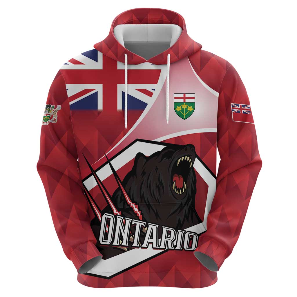Personalized Canada Ontario Province Hoodie Black Bear Flag Stylized LT01