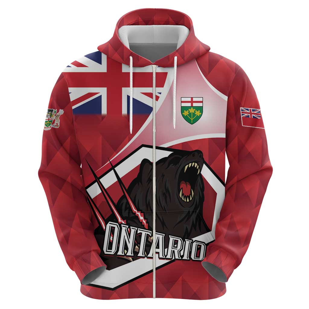 Personalized Canada Ontario Province Hoodie Black Bear Flag Stylized LT01