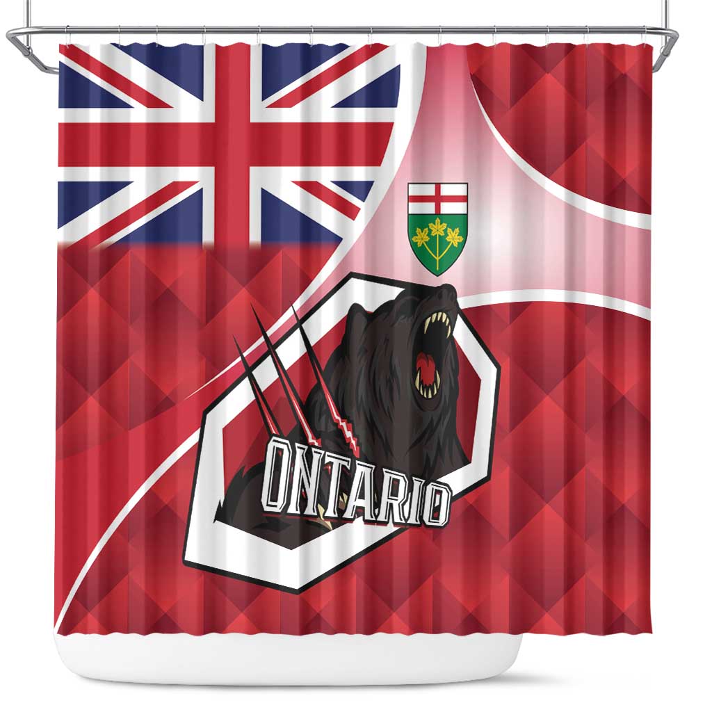 Canada Ontario Province Shower Curtain Black Bear Flag Stylized LT01