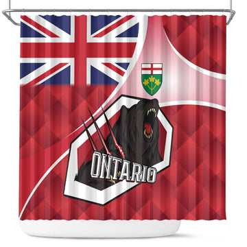 Canada Ontario Province Shower Curtain Black Bear Flag Stylized LT01