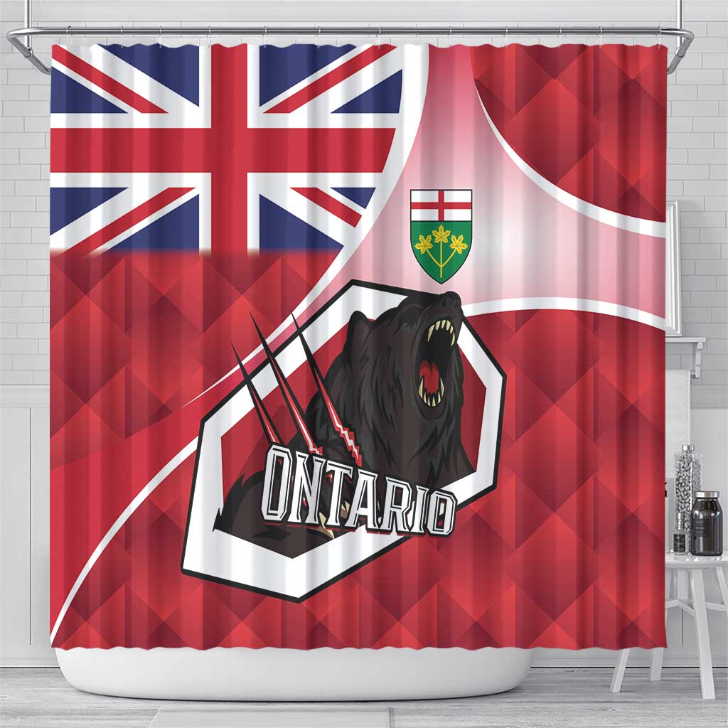 Canada Ontario Province Shower Curtain Black Bear Flag Stylized LT01