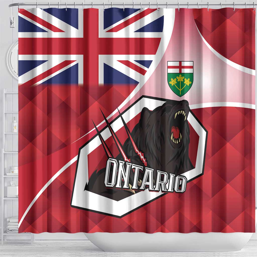 Canada Ontario Province Shower Curtain Black Bear Flag Stylized LT01