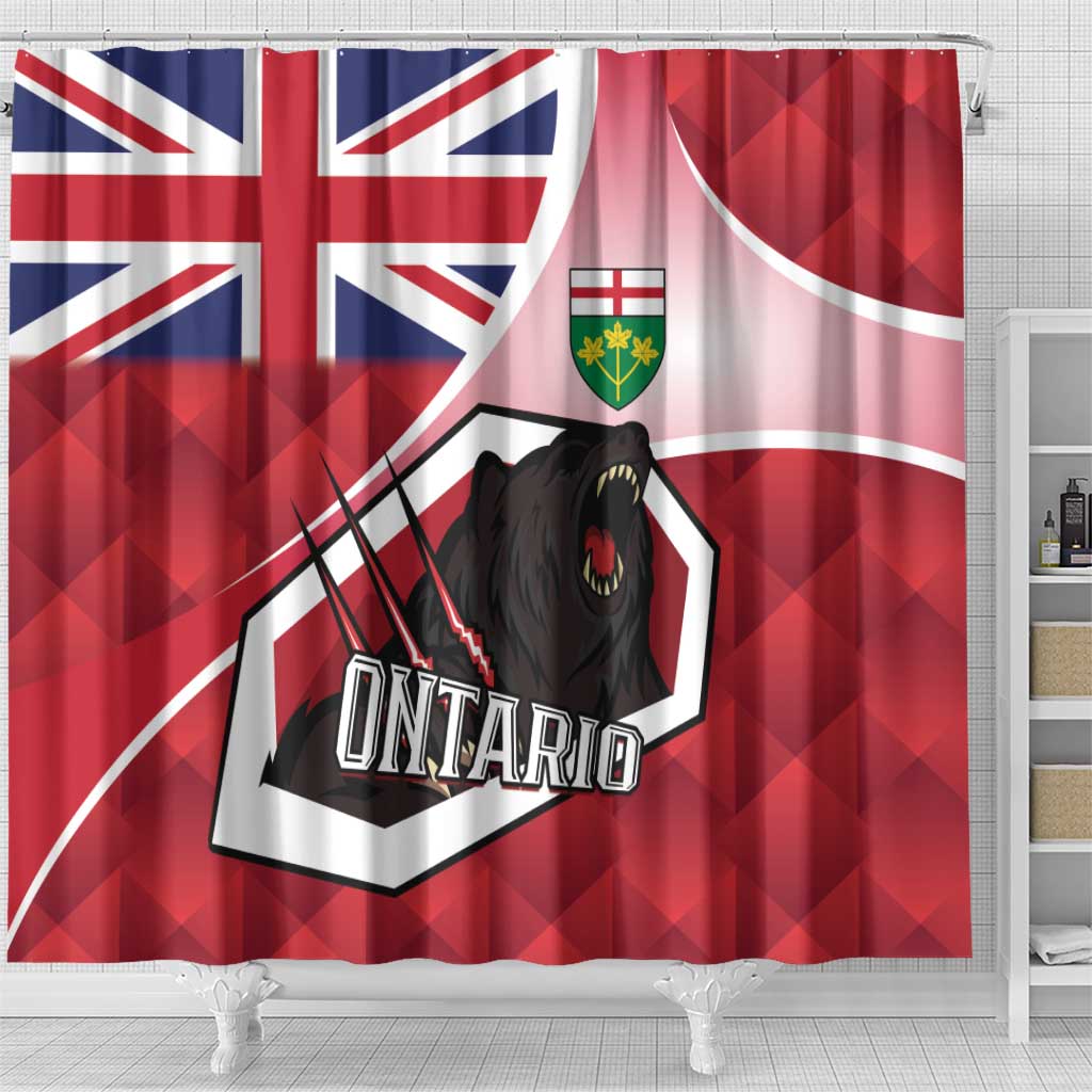 Canada Ontario Province Shower Curtain Black Bear Flag Stylized LT01