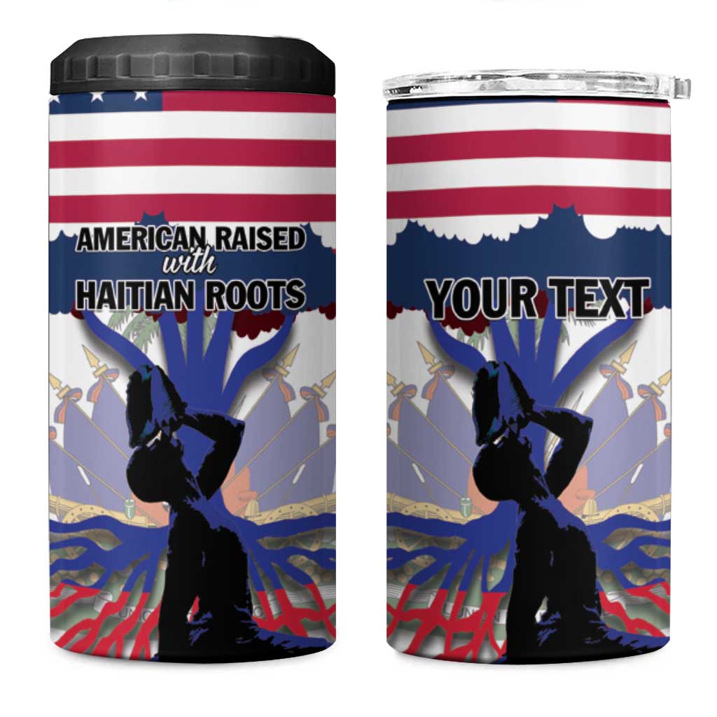 Afro Haiti Heritage Month 2025 4 in 1 Can Cooler Tumbler American Raised With Haitian Roots LT01