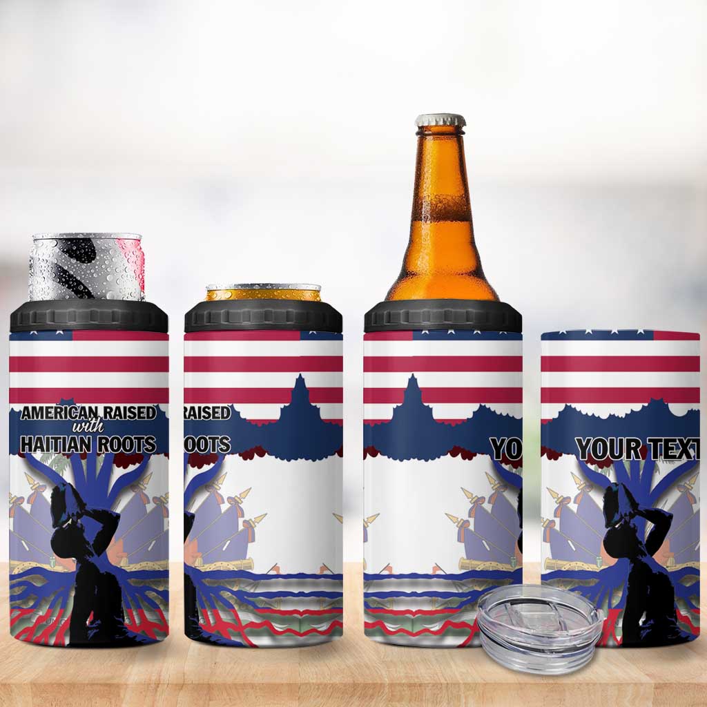 Afro Haiti Heritage Month 2025 4 in 1 Can Cooler Tumbler American Raised With Haitian Roots LT01