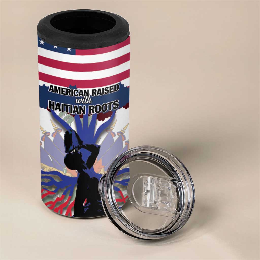 Afro Haiti Heritage Month 2025 4 in 1 Can Cooler Tumbler American Raised With Haitian Roots LT01