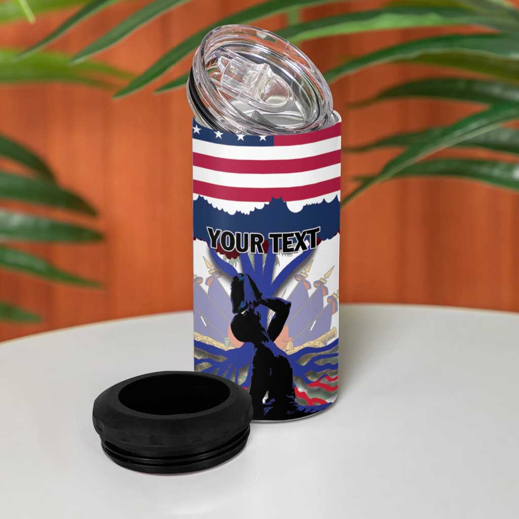 Afro Haiti Heritage Month 2025 4 in 1 Can Cooler Tumbler American Raised With Haitian Roots LT01