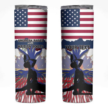 Afro Haiti Heritage Month 2025 Skinny Tumbler American Raised With Haitian Roots LT01