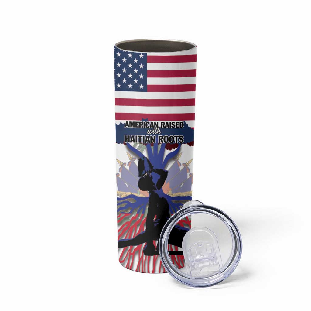 Afro Haiti Heritage Month 2025 Skinny Tumbler American Raised With Haitian Roots LT01