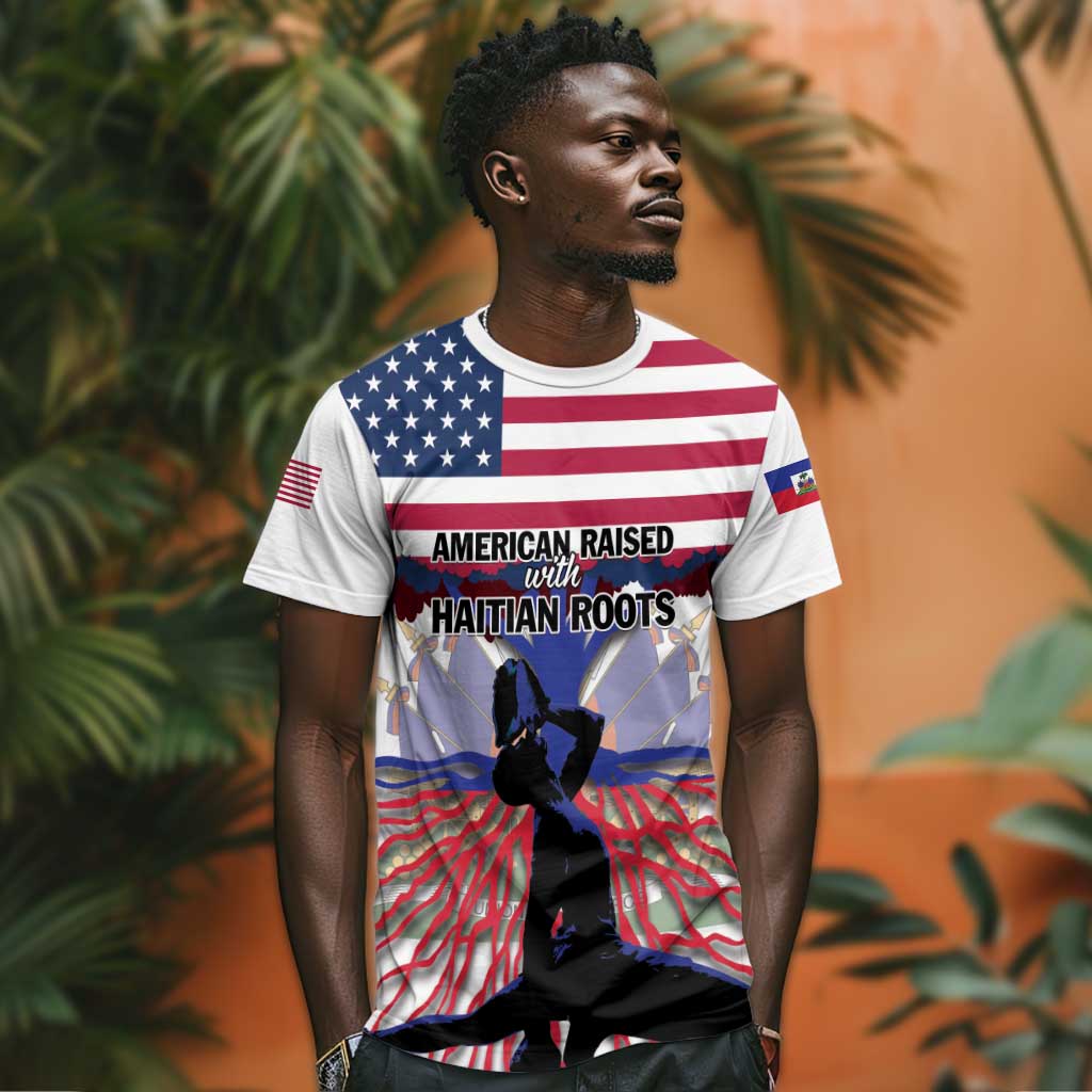 Afro Haiti Heritage Month 2025 T shirt American Raised With Haitian Roots LT01